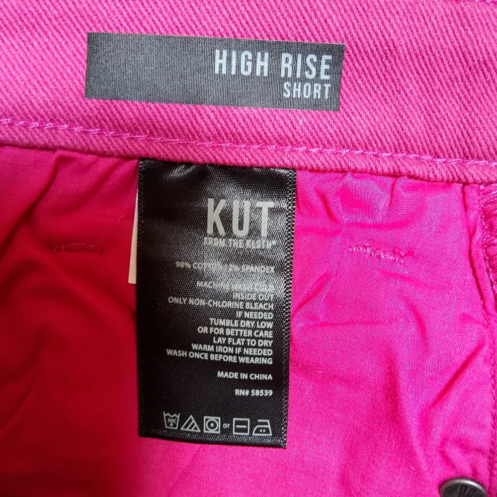 Kut from the Kloth Janne High Waist Shorts Hot Pink Size 6 NWT - Picture 5 of 8